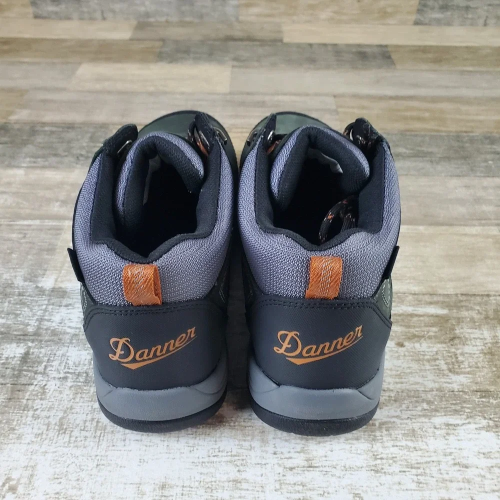Danner Riverside Hiking Boots Sz‎ 10 Gray Orange Leather Lace Up Mid Top Shoes